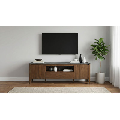 Meuble télé 63,3 po Mid-Century, gris