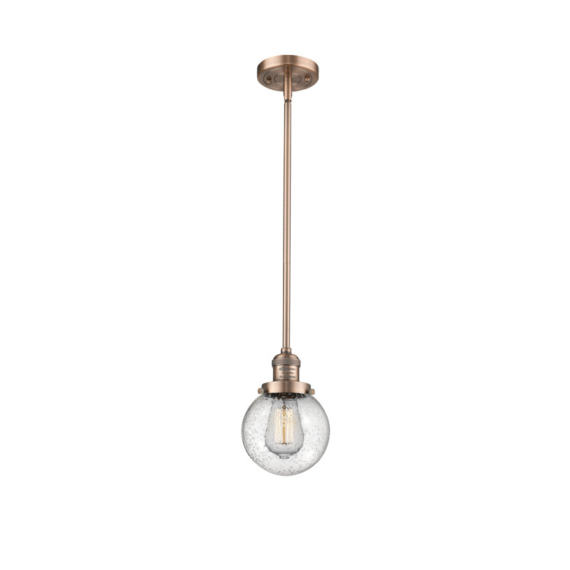 Luminaire suspendu sphère 1 lumière Zarmayr, Ampoule non incluse, Transparent, Cuivre antique