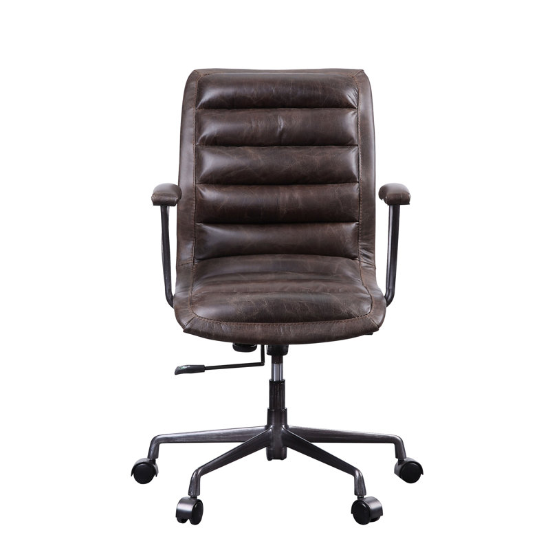 Chaise de bureau en cuir fleuri Zooey