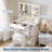  Modern Vanity Desk with Mirror & LED Lights – Power Outlet, Hairdryer Rack, Large Drawers, Storage Shelves, Cushioned Stool – Compact Makeup Dressing Table Set for Home Office, White-628544253