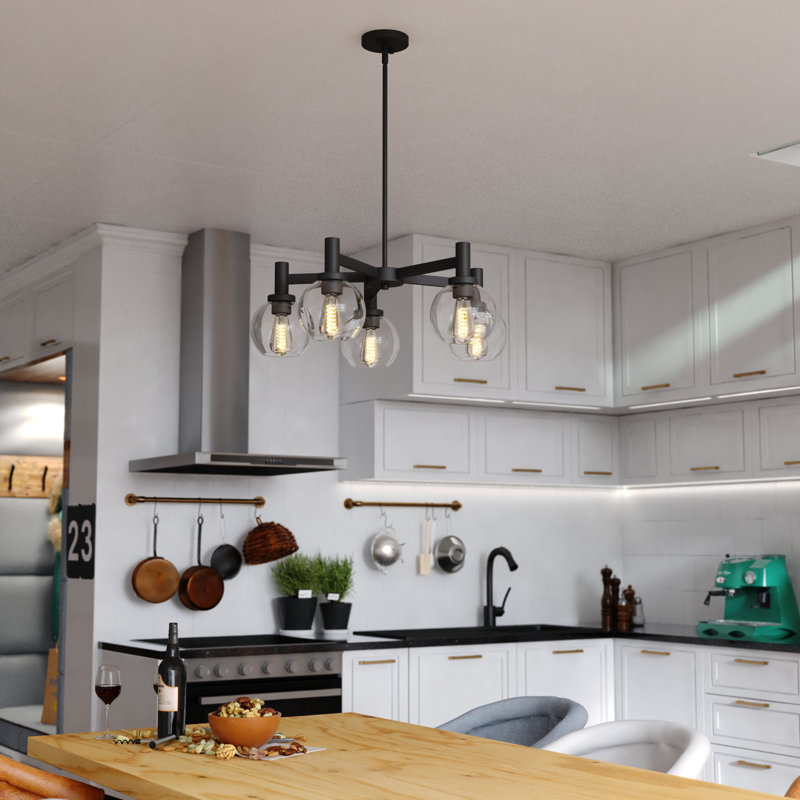 Marshall 5 - Light Steel Dimmable Globe Chandelier