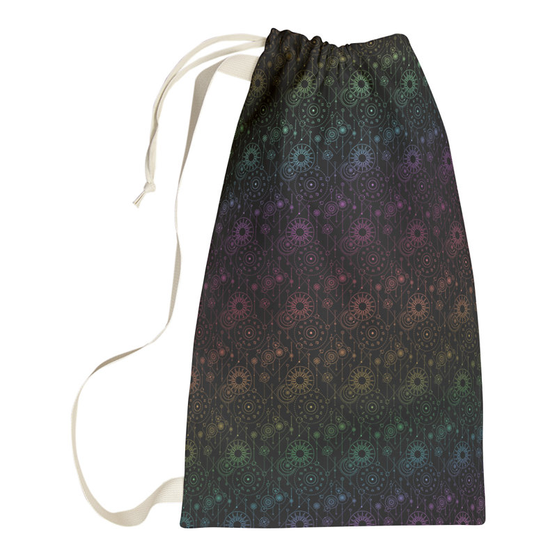 Leffel Fabric Laundry Bag with Handles, Large (76.5" H x 29.5" W x 1.5" D), Black/Rainbow