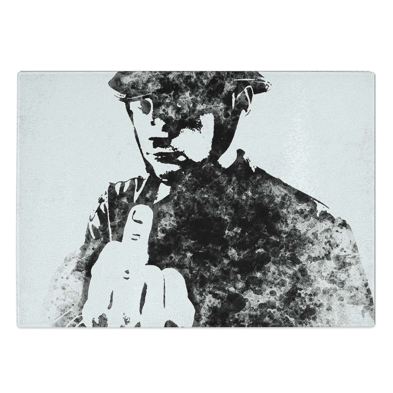 Tempered Glass Rude Policeman Chopping Board, 39 cm W x 28.5 cm L