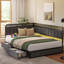 Modern Twin Daybed With Storage & Charging - Corner Design, Led Lights-112989728-118218639