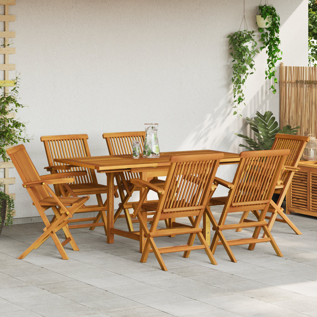 Piercy 6 - Person Teak Patio Dining Set with Rectangular Table