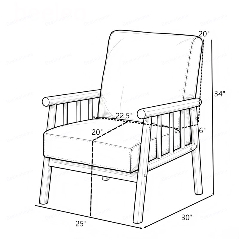 Fauteuil de style moderne Mid-Century de 25 po de largeur, Microfibre-chameau
