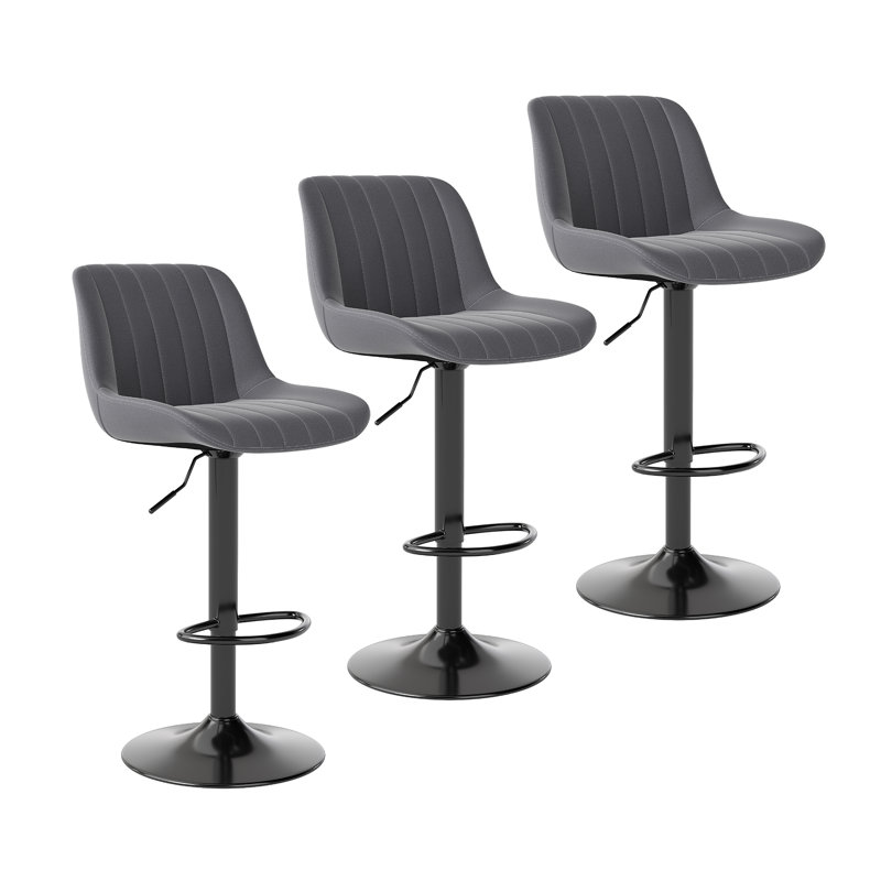 Tabouret de bar pivotant à hauteur réglable Moniq, Gris foncé, 3