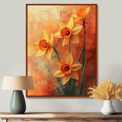 «Daffodil Radiance In Pastels Impressionist II - Daffodils», art mural encadré