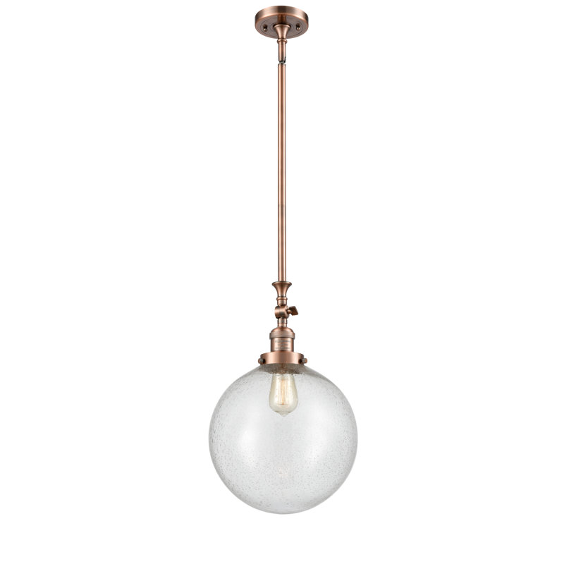Luminaire suspendu sphère 1 lumière Clermont, DEL, Cuivre antique, Grainé