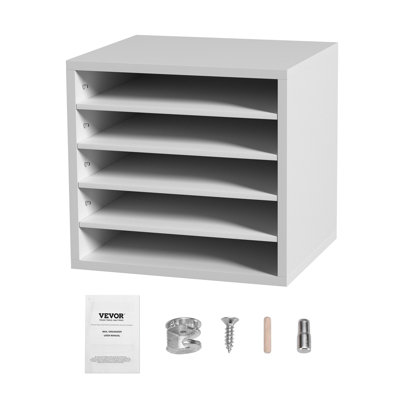Organisateurs de documents, boîte aux lettres de bureau à 5 compartiments avec tablettes réglables, trieur de documents en bois 13,9 x 12 x 13 pouces pour le bureau, la maison, la salle de classe, l'organisation des salles de courrier, certifié EPA, blanc