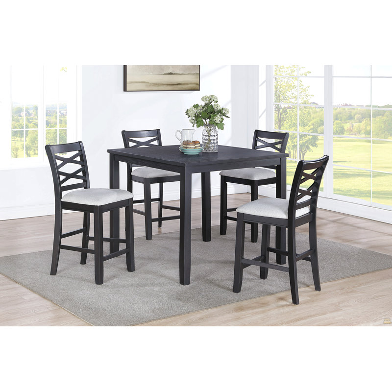 Table 5 pièces à hauteur de comptoir gris anthracite