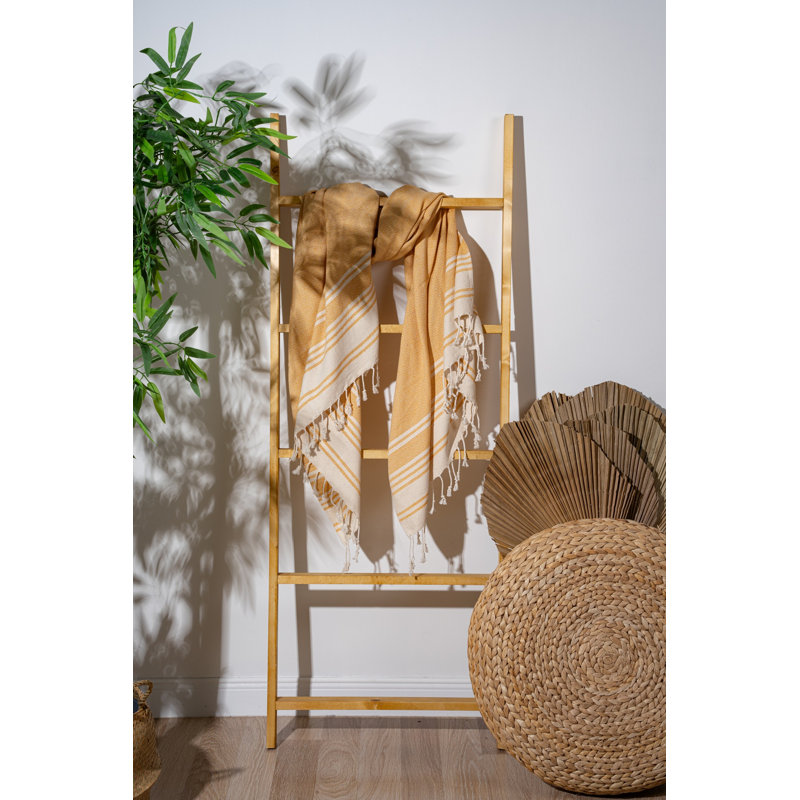 Luxueuse serviette de plage moutarde Fouta, 1 pièce, 35,4 po x 67,0 po | 60% coton, 40% polyester, 6,3 oz / m² | Lavable à la machine à 86 ° F | Parfait pour la plage, la piscine ou le spa | Conception douce, absorbante et à séchage rapide