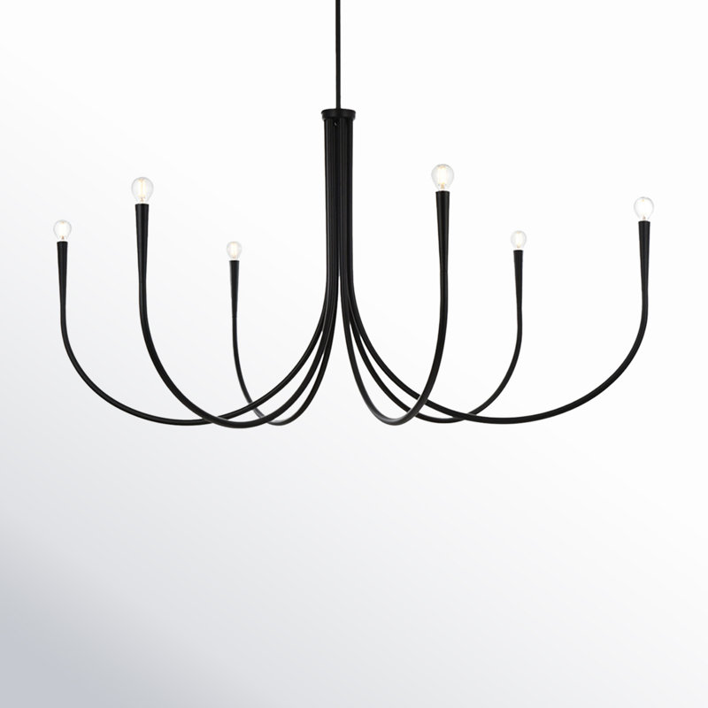 Catalena 6-Light Dimmable Iron Chandelier, Black, 27" H x 50" W x 50" D