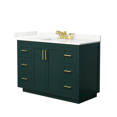 Ensemble de meuble-lavabo simple autoportant 48 po avec plateau en quartz Miranda