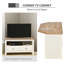 HOMcom Meuble télé d'angle jusqu'à 50 po, console de divertissement avec tiroirs et compartiment de rangement ouvert pour le salon, blanc