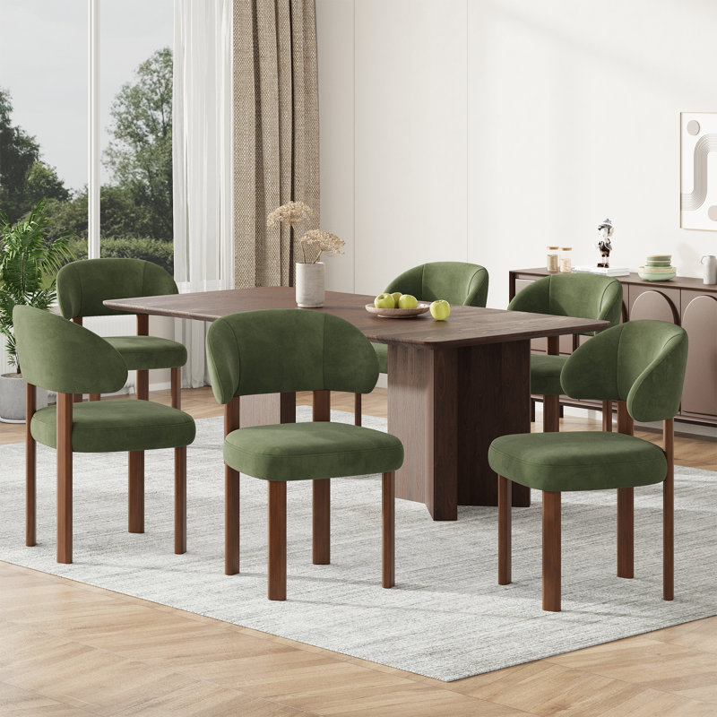 Chaise rembourrée moderne avec dossier incurvé, Vert