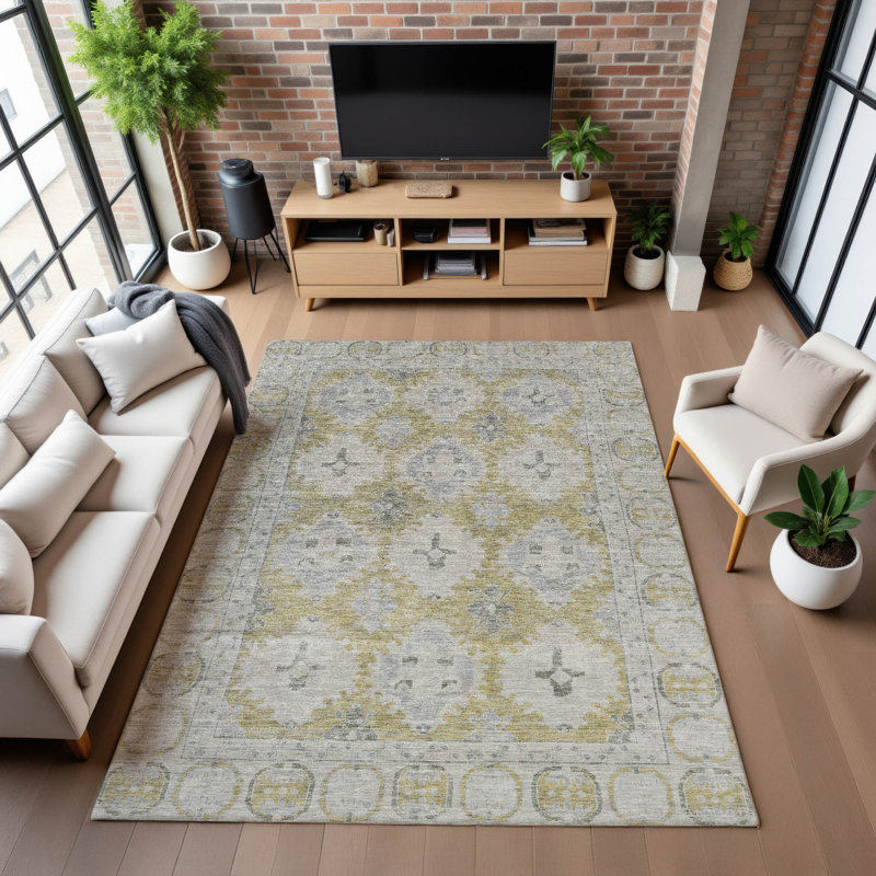 Premium Machine Washable Lubbers AMF1760 Border Rug, Rectangle 10' x 14'
