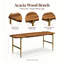 Banc en bois d'acacia massif, finition naturelle avec pieds en laiton antique, 46,10 po