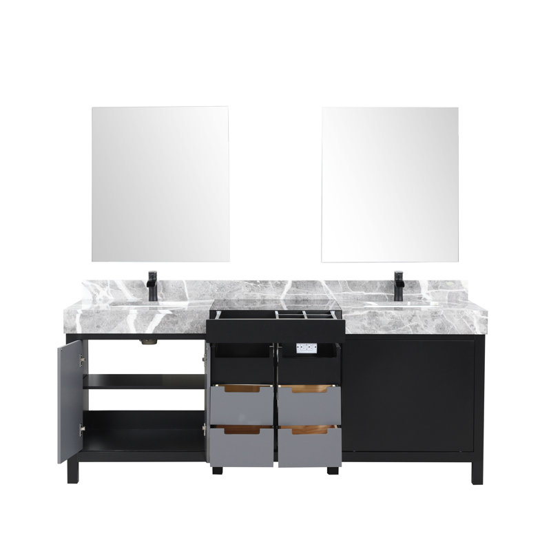 Zilara 80'' Double Bathroom Vanity with Marble Top