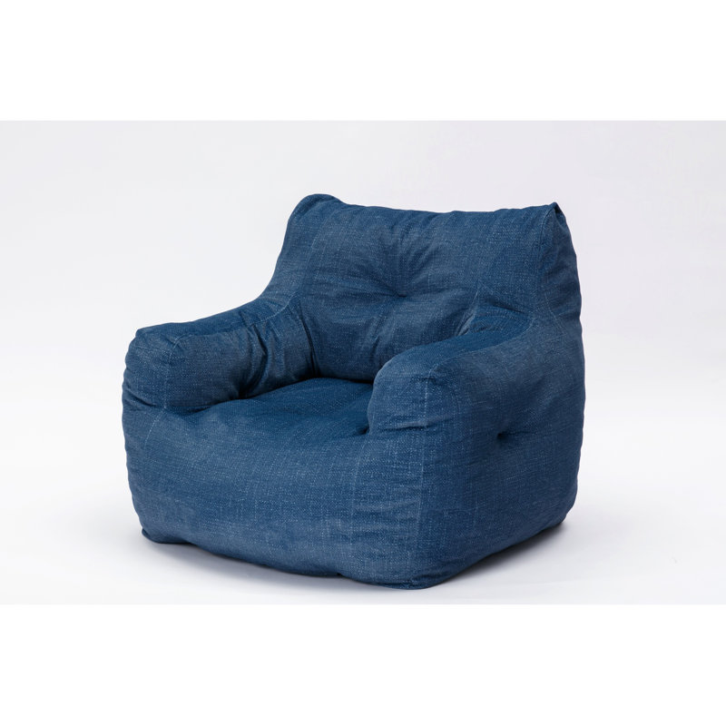 Fauteuil à billes en tissu, Mélange de coton bleu