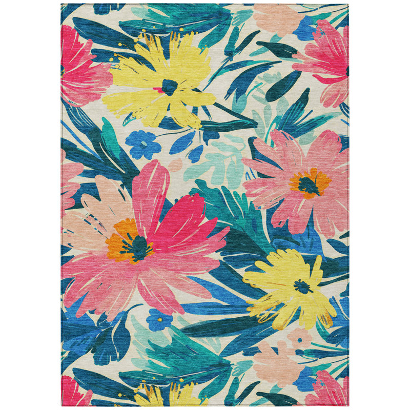 Tapis intérieur / extérieur rose Knottia , 9 pi x 12 pi