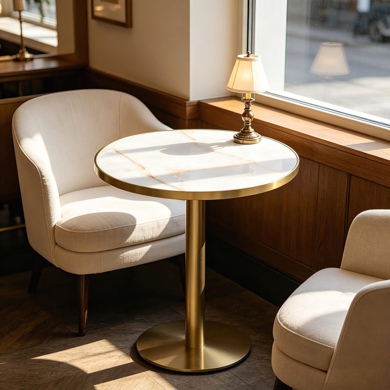 Table bistro moderne de 31,5 po Aaban, Glod / Glod, White, Bronze
