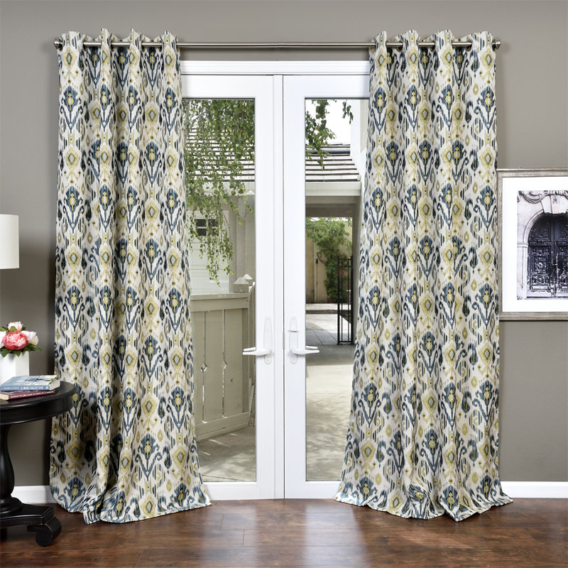 Euh Room Darkening Curtain Single Panel, Teal/Lime