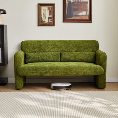 Canapé 59 po en velours, causeuse moderne avec coussin de soutien pour appartement, bureau, salon et chambre à coucher, assemblage sans outil.