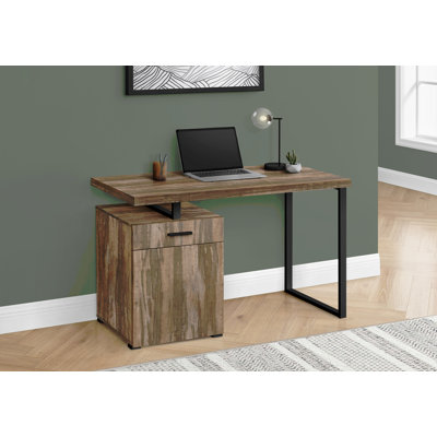 Bureau d'ordinateur, bureau personnel, ordinateur portable, installation à gauche, à droite, tiroirs de rangement, L 48 po, stratifié de travail, métal, contemporain, moderne