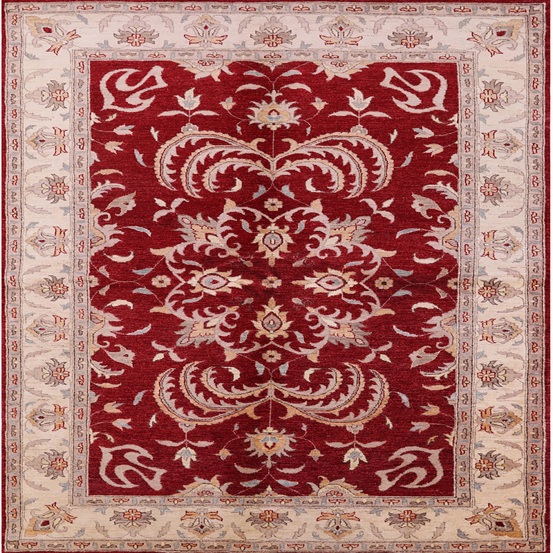 Tapis oriental rouge / ivoire Boghos, Carré 4 pi