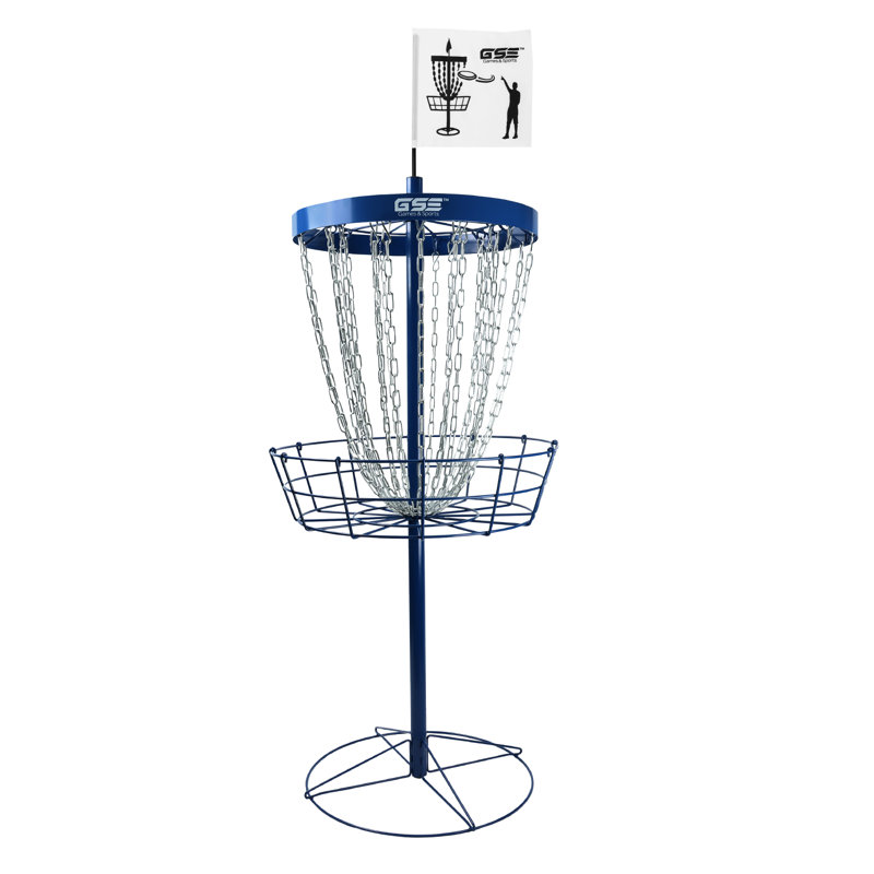 Panier de golf à disque robuste à 24 chaînes GSE, cible d'entraînement de golf à disque volant en métal Deluxe, Bleu
