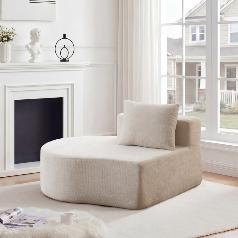 Canapé modulaire rembourré Boneless, Beige, Left