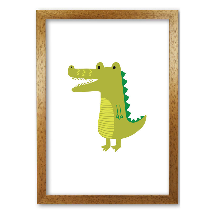 Children's Animals, Alligator - Print, Honey Oak Frame, 42 cm H x 30 cm W x 5 cm D