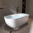 63 in. Freestanding Soaking Solid Surface Bathtub-98606635