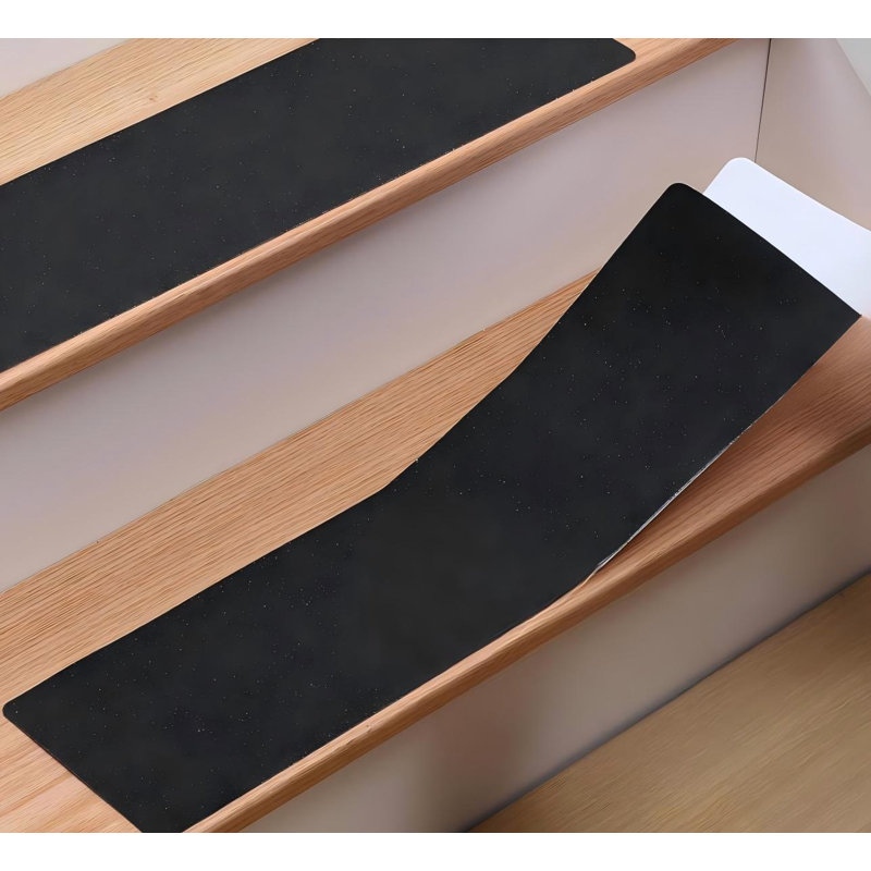 Tapis d'escalier extérieur antidérapant 30 po x 6 po - Paquet de 12 rubans extérieurs antidérapants pour marches en bois - Tapis d'escalier antidérapants - Bandes antidérapantes - Tapis adhésif imperméable à grain 80