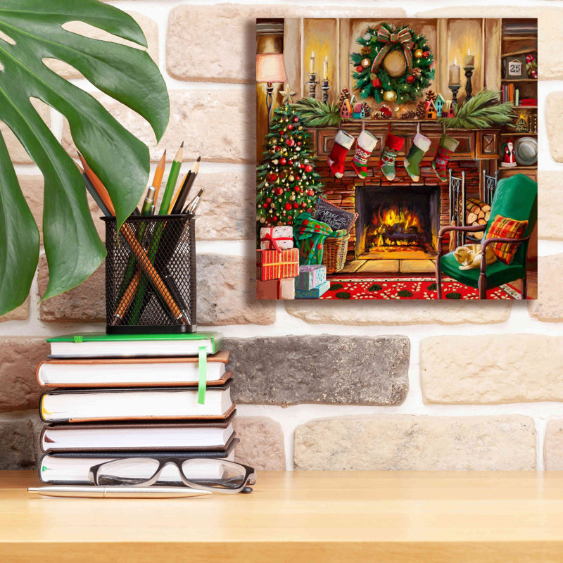 «Fireside Christmas» par Nicky Boehme, art mural sur toile, H 12 po x l 12 po x P 0,75 po