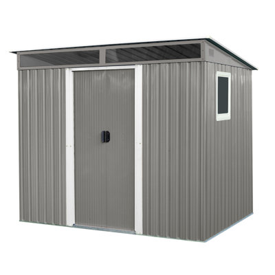 4X8ft Outdoor Storage Shed With Floor Resin Shed With Twowindow, Waterproof ,Lockable Doors For Patio,Yard,Lawn Black