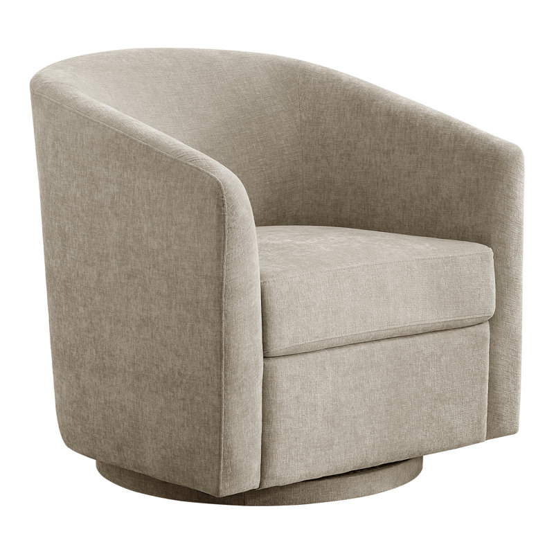 Chenille Upholstered Swivel Accent Chair, Khaki