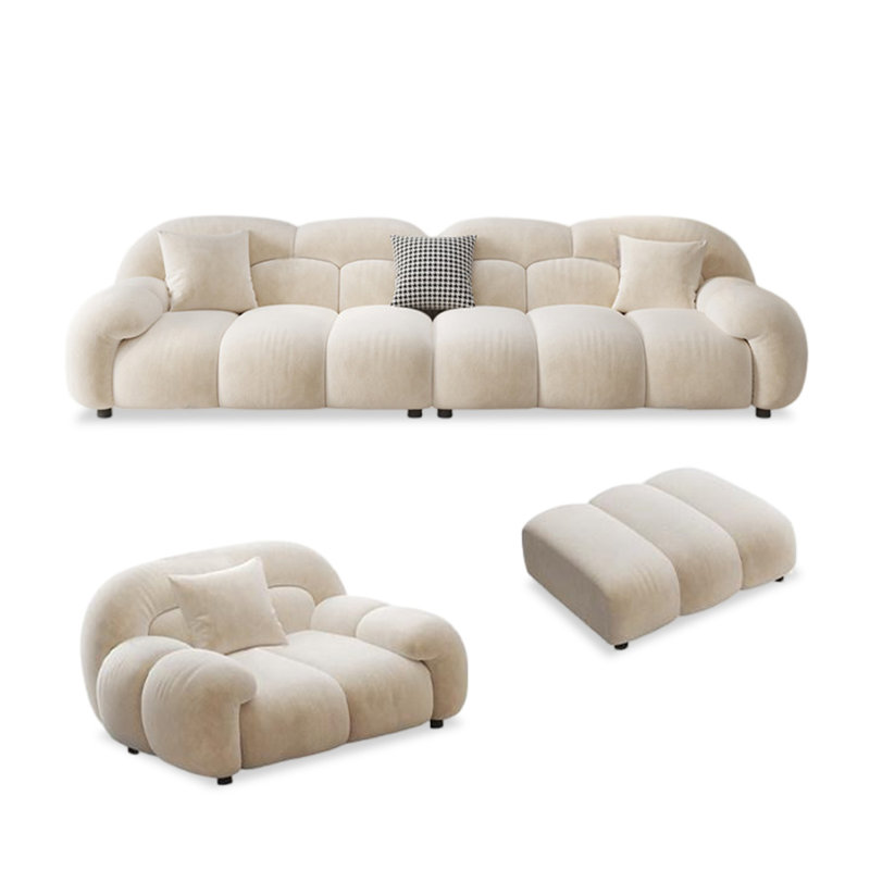 Ensemble de salon en polyester 3 pièces beige