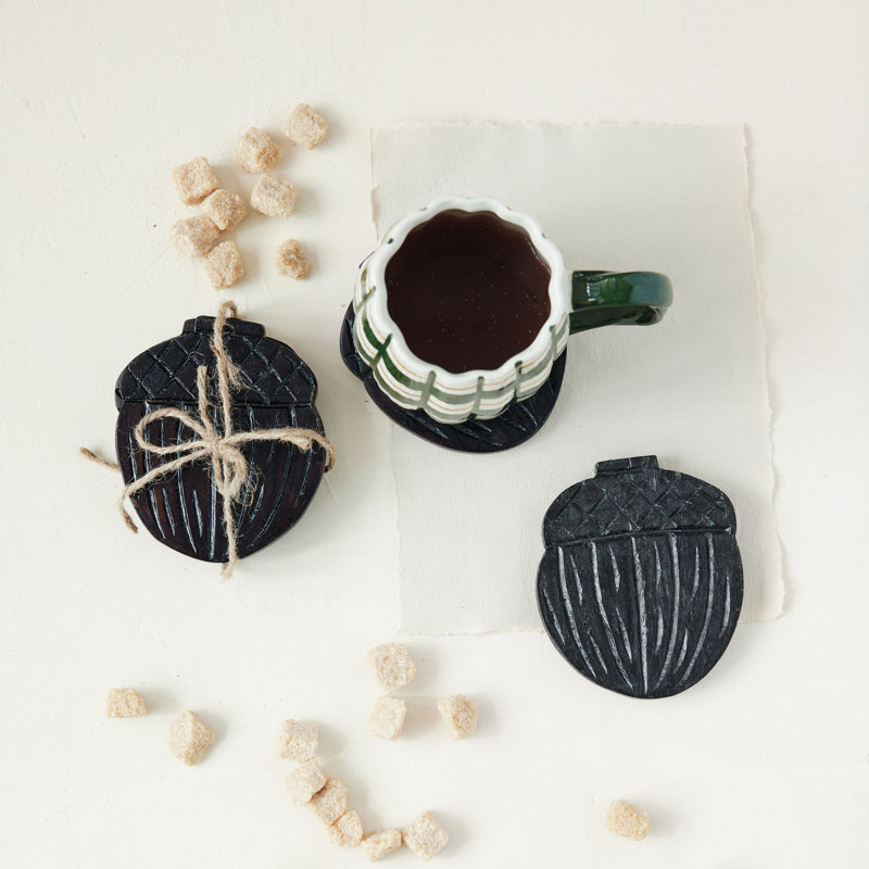 Sous-verres en bois de manguier sculptés à la main