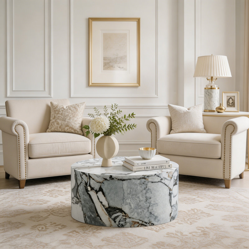 Table basse ronde, White
