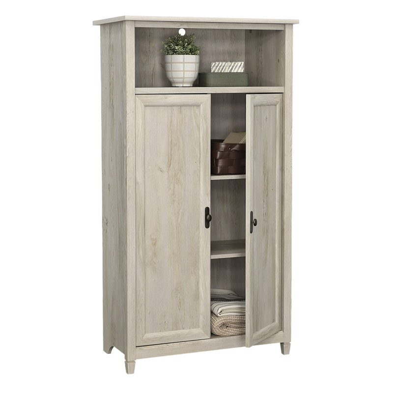 Armoire de rangement de style champêtre brun avec quatre tablettes adaptables, convenant à la cuisine, à la salle de bain, au bureau, à la construction, à la fonctionnalité de glissement en douceur, de petite taille et facile à assembler