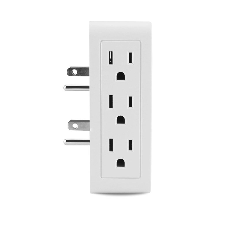 6 Grounded Outlet Wall Tap Adapter, Electrical Wall Plug, UL Listed (Side Entry/2PK)