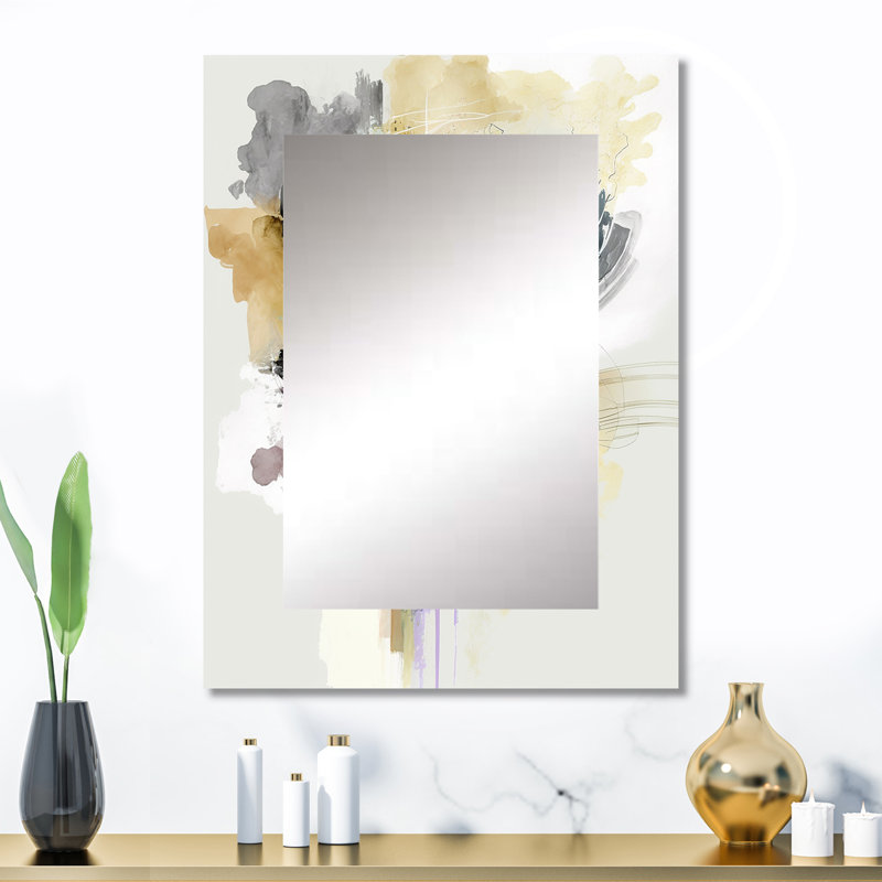 Alizarin Order II - Liquid Ink Large Wall Mirror, Black Unique Mirror, Printed Metal Art, 32" x 24"