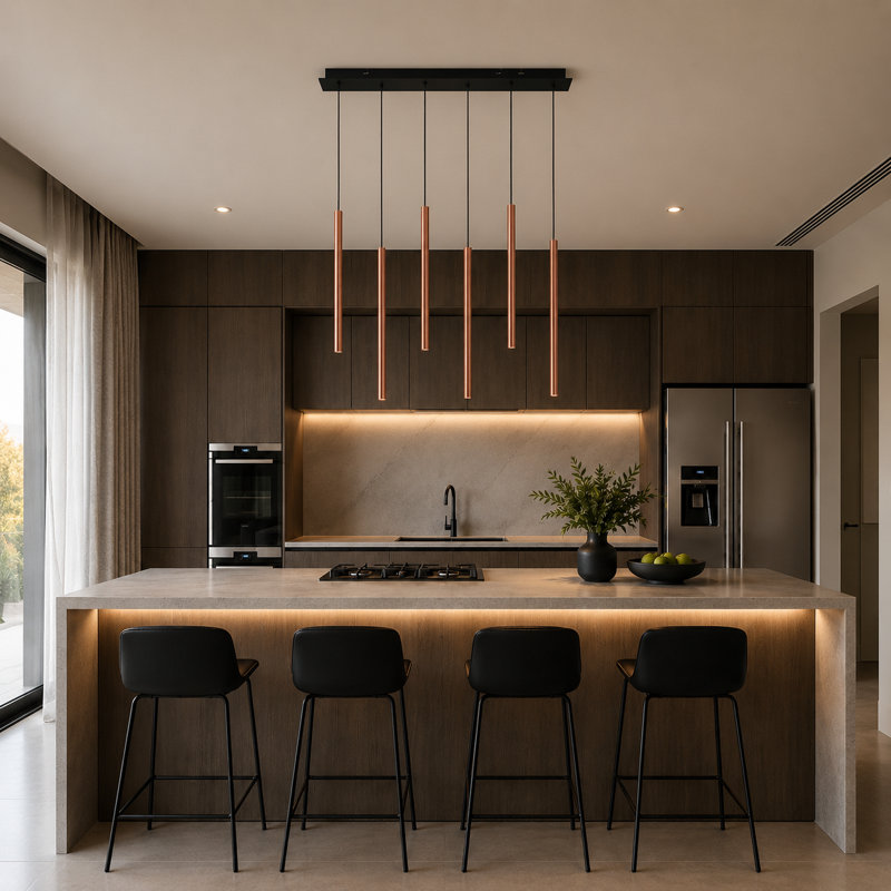 Baileyton 6 - Light Kitchen Island Pendant, Copper