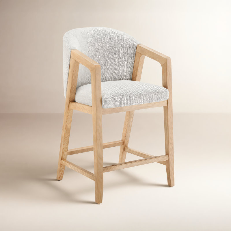 Ensemble de 2 tabourets de comptoir rembourrés Daina, Siège ivoire prestige / cadre ivoire