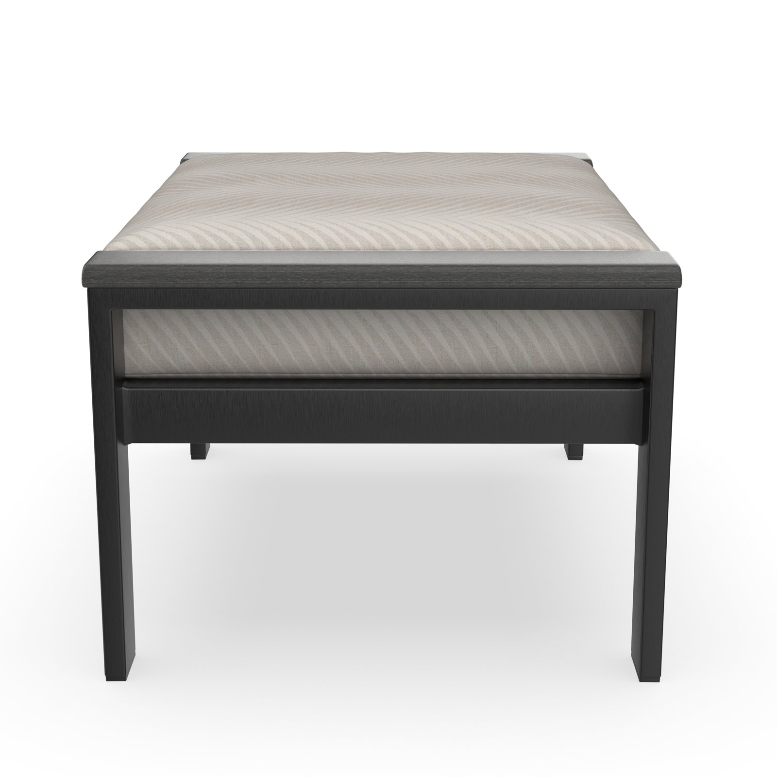  Townsend Indoor Outdoor Aluminum Ottoman with Sunbrella® Cushion, Cloud Out Cloud, Black