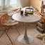 Table de salle à manger ronde avec plateau en pierre frittée et base de piédestal en acier pour 2 à 4 personnes dans la cuisine et la salle à manger-1235713037-1280761445-1280761443