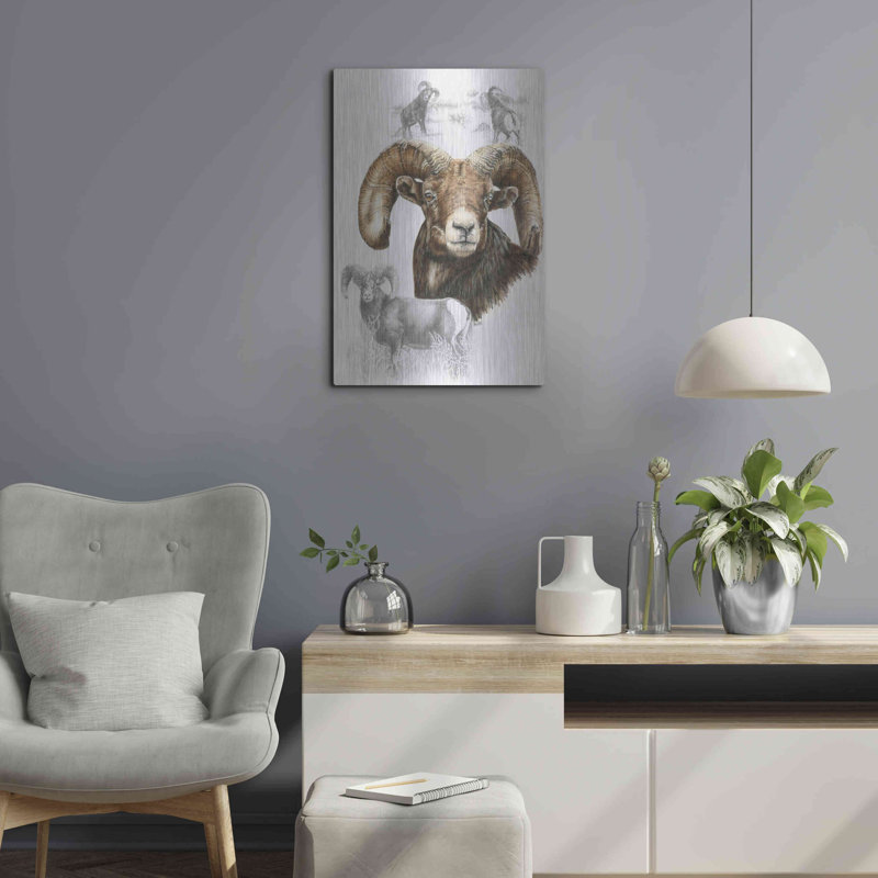«Big Horn Sheep» par Barbara Keith, art mural en métal, 12 po x 16 po, H 24 po x l 16 po