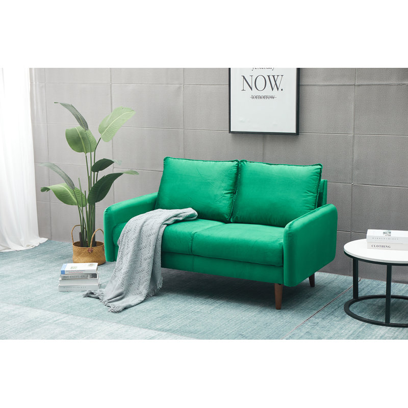Causeuse de salon en velours Abdur-Rasheed, Velours vert